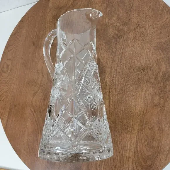 Vintage Antique American Brilliant Crystal Clear Cut Glass Pitcher 9.5" - Picture 3 of 10